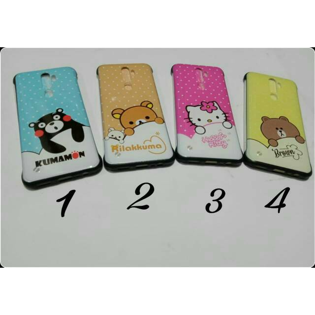 Bumper case glass timbul mix cartoon oppo A5 2020