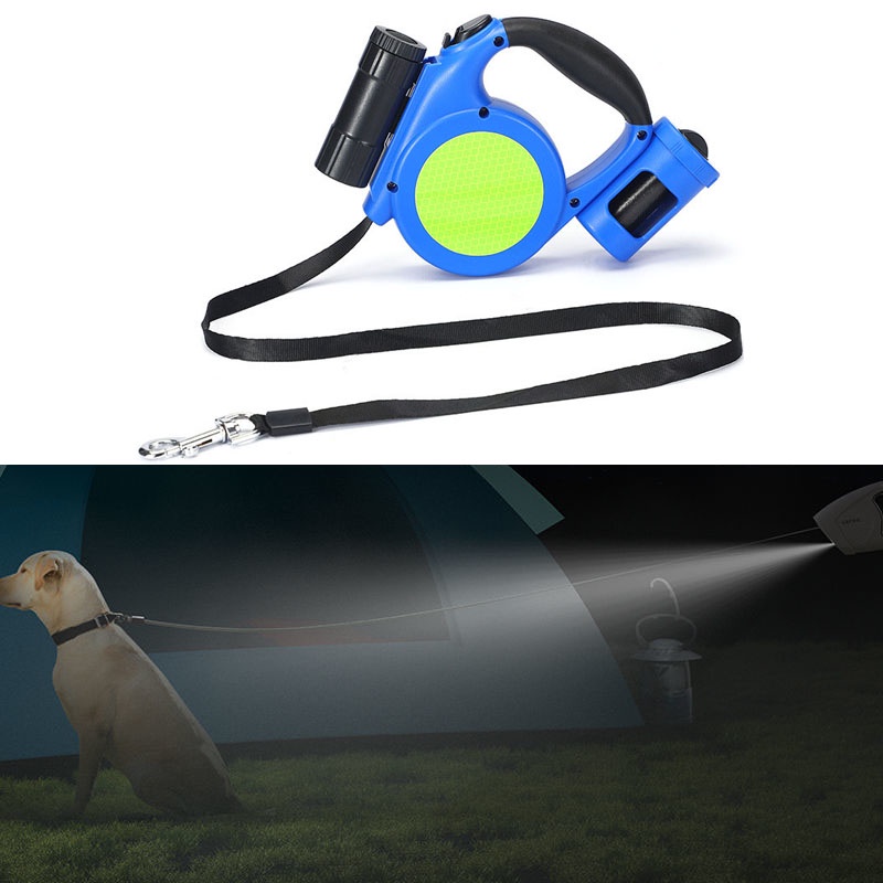 Tali Traksi Anjing / Kucing Otomatis Dengan Tas Sampah LED Ukuran 4.5M Untuk Travel