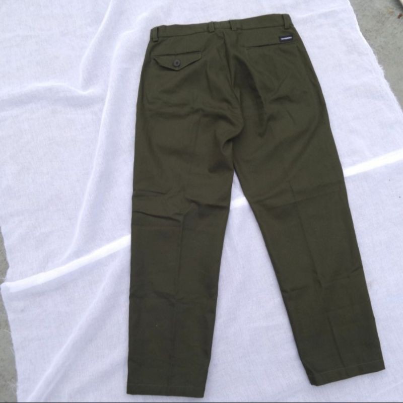 Thanksinsomnia - Relaxed Pants Dark green - Celana Hijau olive