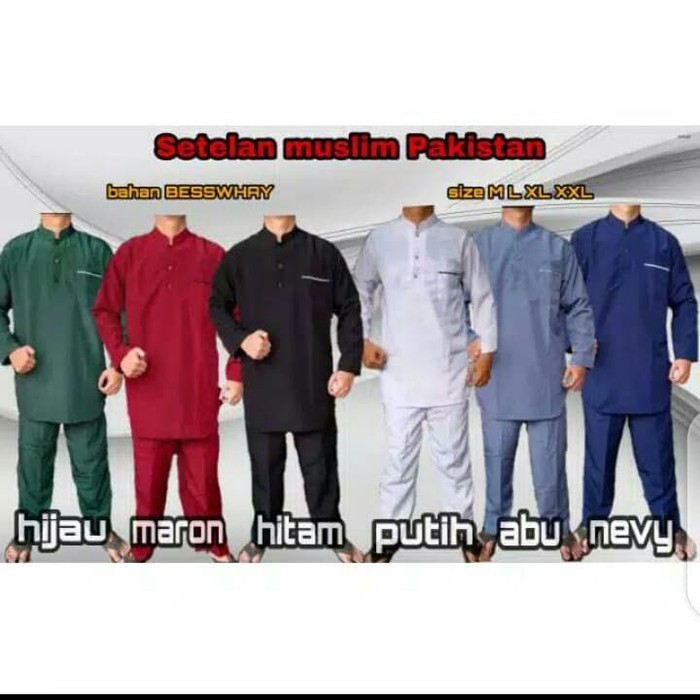 baju gamis Pakistan/gamis pria/baju koko plus Celana