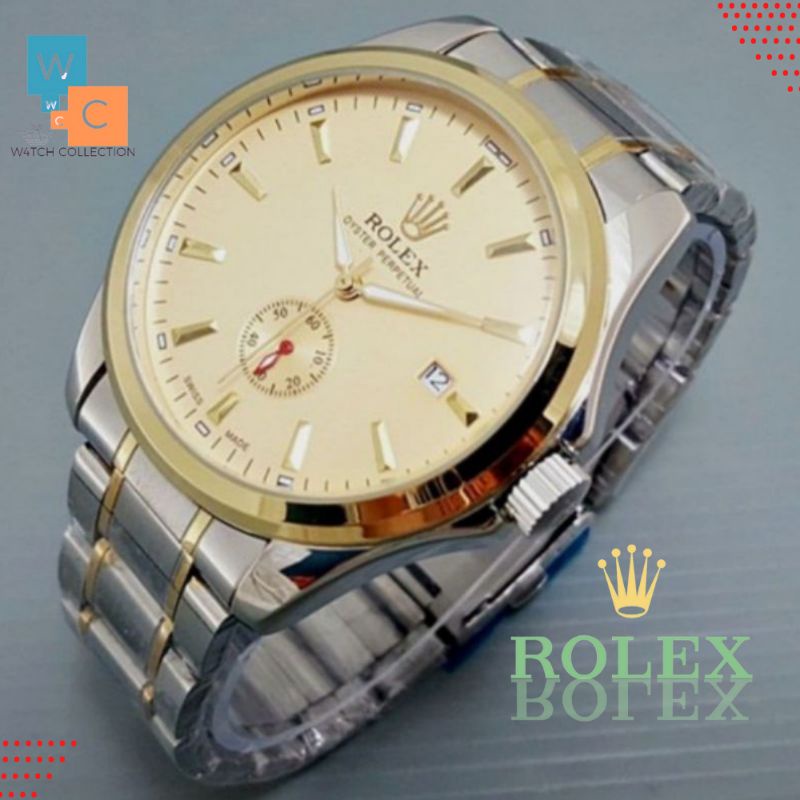 Jam Rolex Pria Automatic Original Second Bawah Aktif Rantai Stainless steel✓ 4,5cm Semi Super  {FREE BOX}