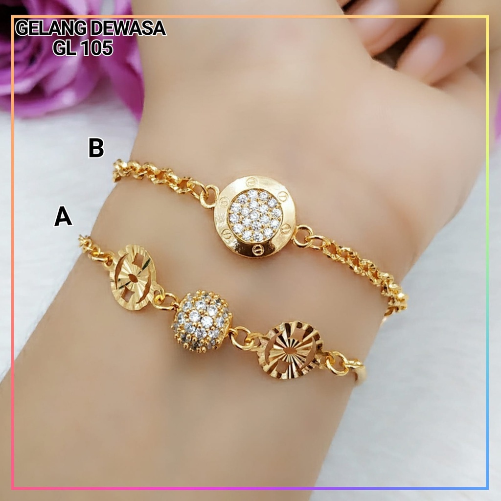 Gelang xuping gelang dewasa jurai bola permata cantik perhiasan lapis emas GL 105
