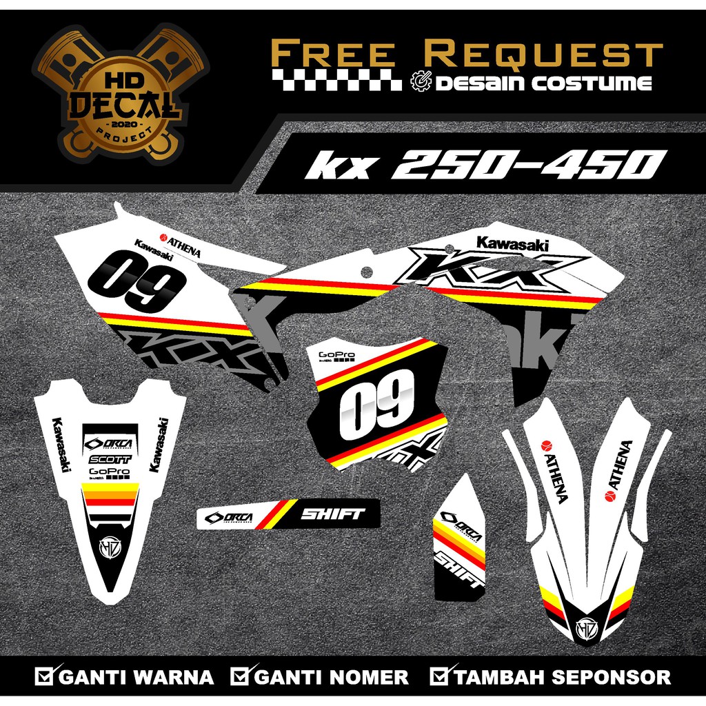 Decal Sticker Motor Kawasaki KX 250 F full body - Stiker Dekal KX 250F DESAIN COSTUME