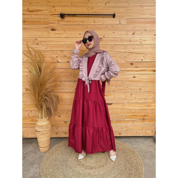 Set Gamis Outer Ruffle | Outer Ruffle | Outer Sakila | Ruffle Outer Pisah | Ruffle Murah