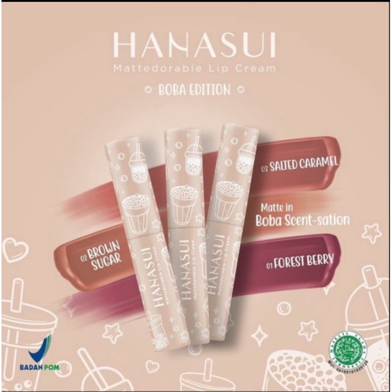 HANASUI LIPCREAM BOBA/ MATTEDORABLE BOBA/ BOBA LIP CREAM