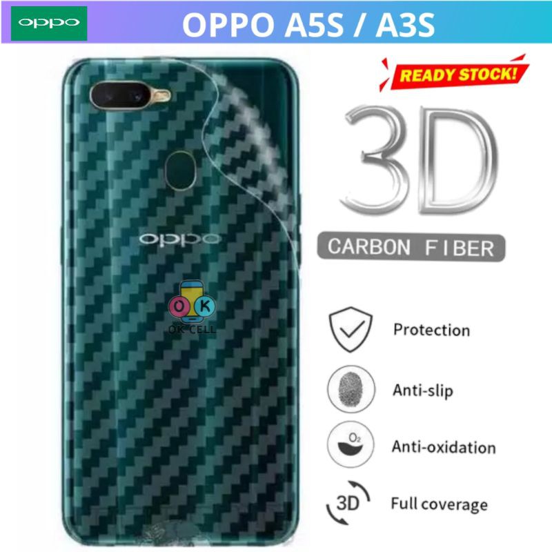 Skin Carbon Oppo A5s / A3s Garskin Sticker Karbon Fiber Anti Gores Belakang Premium