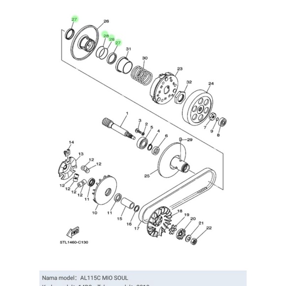 ORING SIL SEAL PULLY PULI FINO 115 MIO SOUL MIO SPORTY ASLI ORI YAMAHA 5TL E7465 00 (2 PCS) &amp; 5TL E7465 10 (2 PCS)