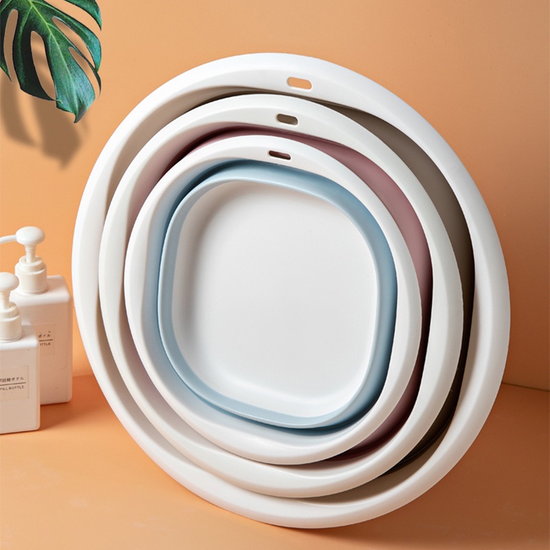 Rumah Tangga Baskom Plastik  Lipat Serbaguna Portable Silikon Baskom