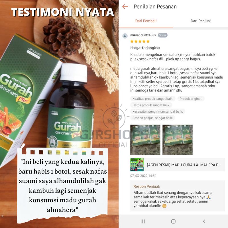 [AGEN RESMI] MADU GURAH ALMAHERA PLUS 1000% ORIGINAL Obat Sesak Nafas Batuk Menahun Sinusitis Bronkitis Asma Radang Tenggorokan Flu Batuk Kronis Batuk Berdahak Lendir TBC Mendengkur Flu Kronis Batuk Infeksi paru paru dan keluhan lainnya-4