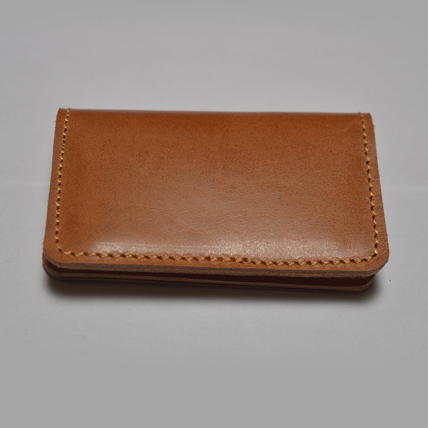 dompet kartu model lipat kulit asli - card wallet - slim wallet tan