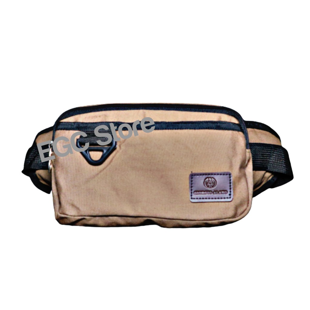 Tas Pinggang Kanvas Pria Sling Waist Bag Cowok Cowo Travel Bag Laki Tas Kecil Ori Asli - WAIST-BAG-KANVAS-GA-KOTAK