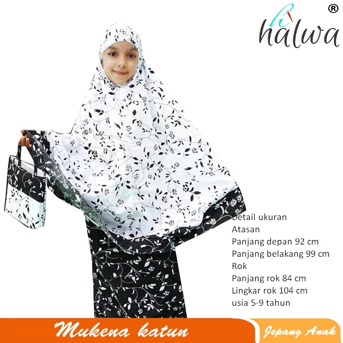 [M116] PROMO Mukena katun  Mukena katun Anak  Mukena katun jepang Anak Putih hitam