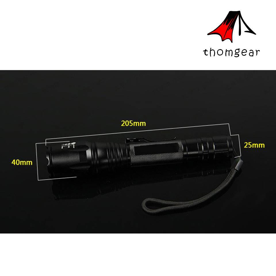 Thomgear Senter Swat Taffled Cree Xm-L T6 E27 3800 Lumens Senter Panjang Tactical Berburu Jm