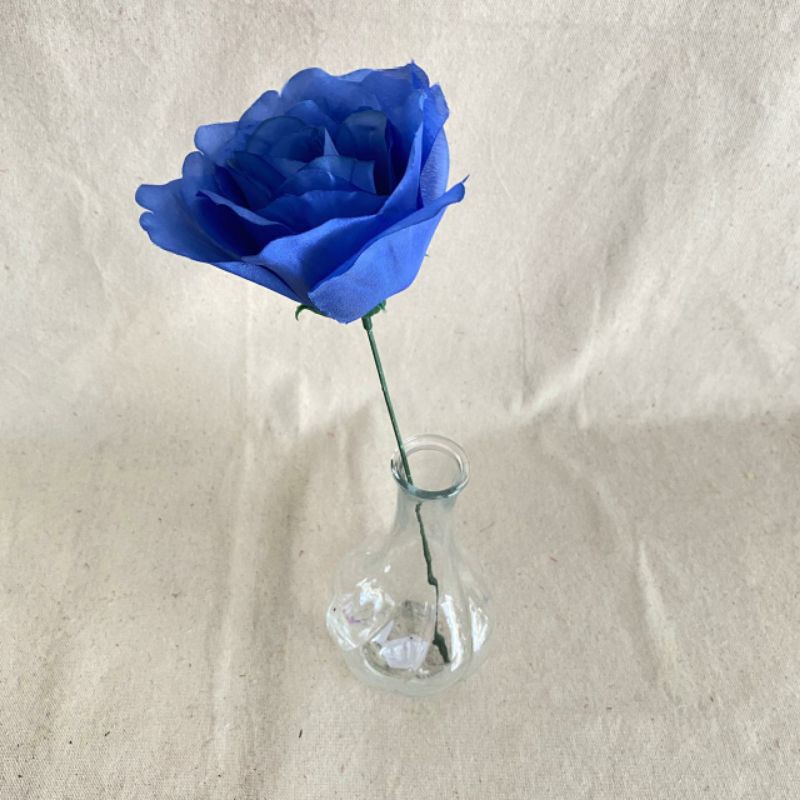 Bunga Artificial Rose Italy X1 (satuan) Bunga Artificial/Bunga Plastik/Bunga Dekorasi/Pernikahan-Biru elektrik