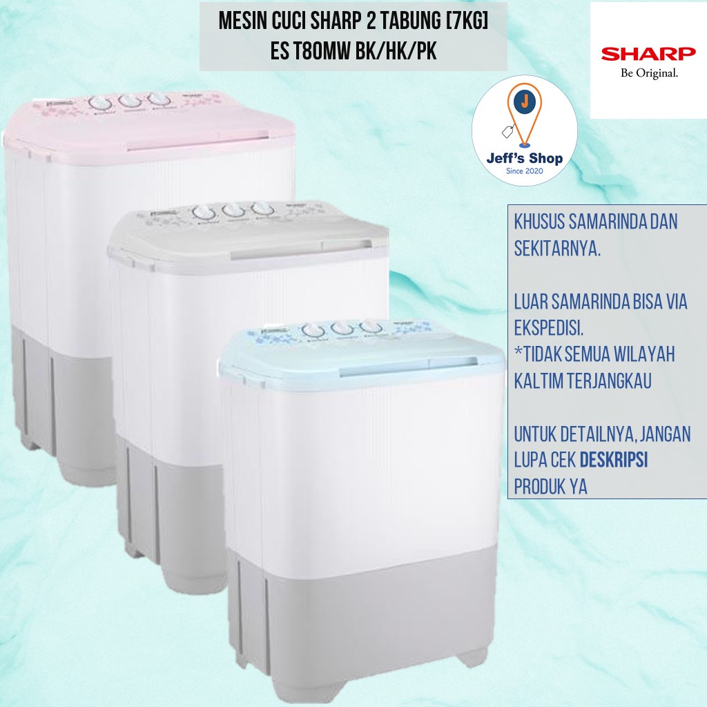 Jual Mesin Cuci Sharp 2 Tabung [7 Kg] ES T80MW PK/HK/BK | Shopee Indonesia