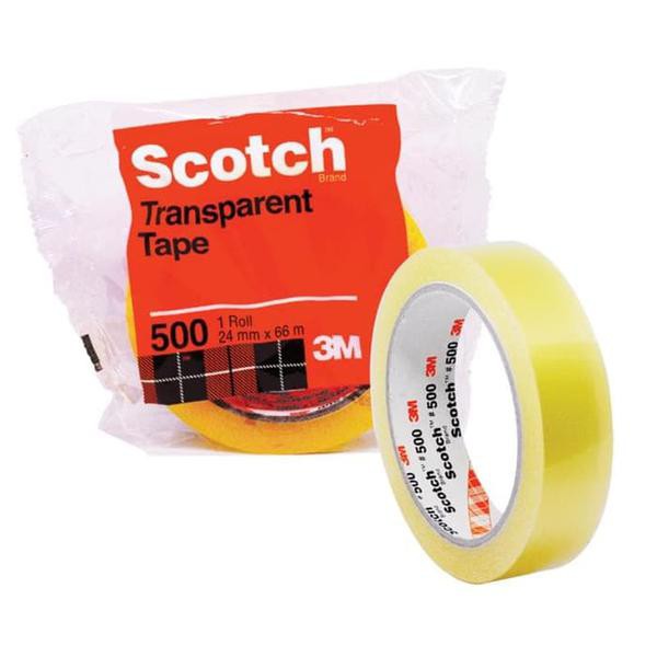 3M Scotch Transparent Tape 500 Economy 1&quot; X 72 YARD / 24mm x 66 meter (PCS)