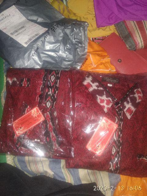 Couple Ayah Anak Batik Pria Lengan Pendek || Mega Mendung Merah