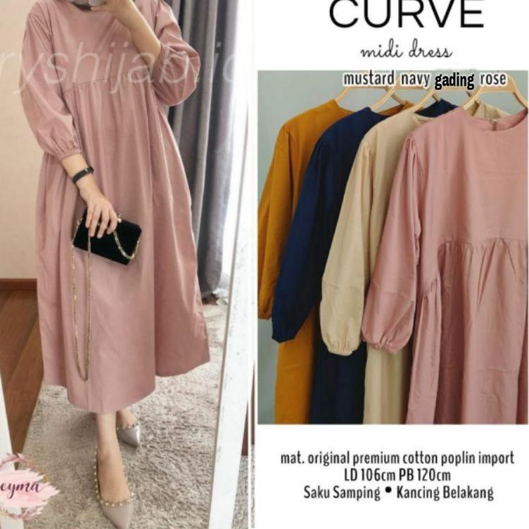 (STOK TERBATAS) CURVE MIDI DRESS SEIKA MIDI DRESS