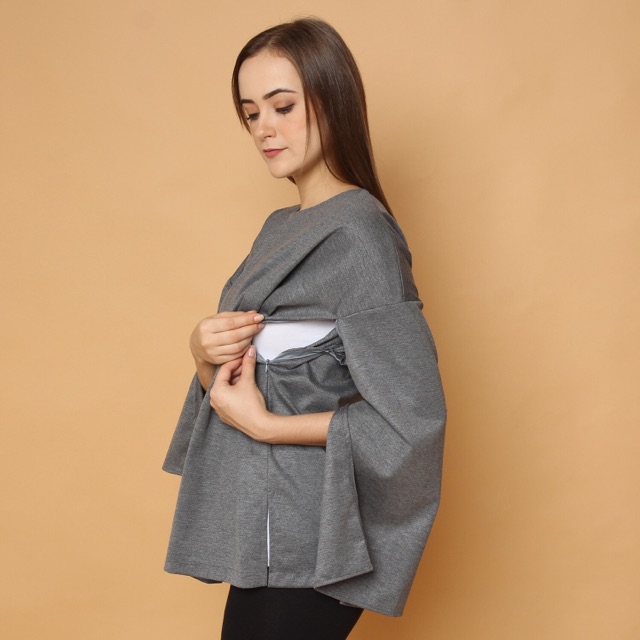 

MONOMOM Dove Grey - Baju Menyusui Nursing Wear Stylish Premium