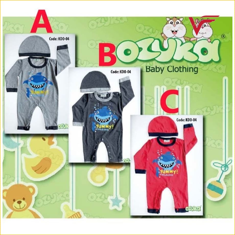 Baju Bayi Laki Laki Jumpsuit Bayi Lengan Panjang Lucu Shark Ozuka Setelan Bayi