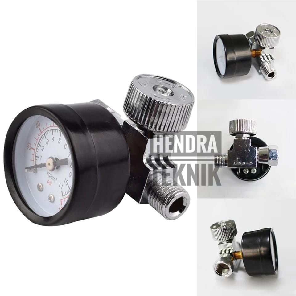 REGULATOR PRESSURE GAUGE 12 bar SPRAYGUN 180 psi MANOMETER SPET DUCO MINI ALAT SEMPROT CAT