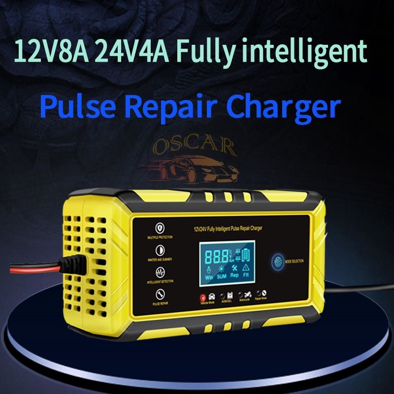 CHARGER AKI MOBIL MOTOR 12V DAN 24V REPAIR AKI OTOMATIS CHARGER AKI INTELLIGENT AUTOMATIC 12V-24V 8A&amp;4A/12V6A