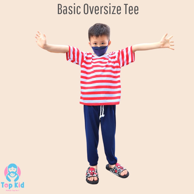 Kaos Atasan Salur Oversize Stripe Anak-Anak