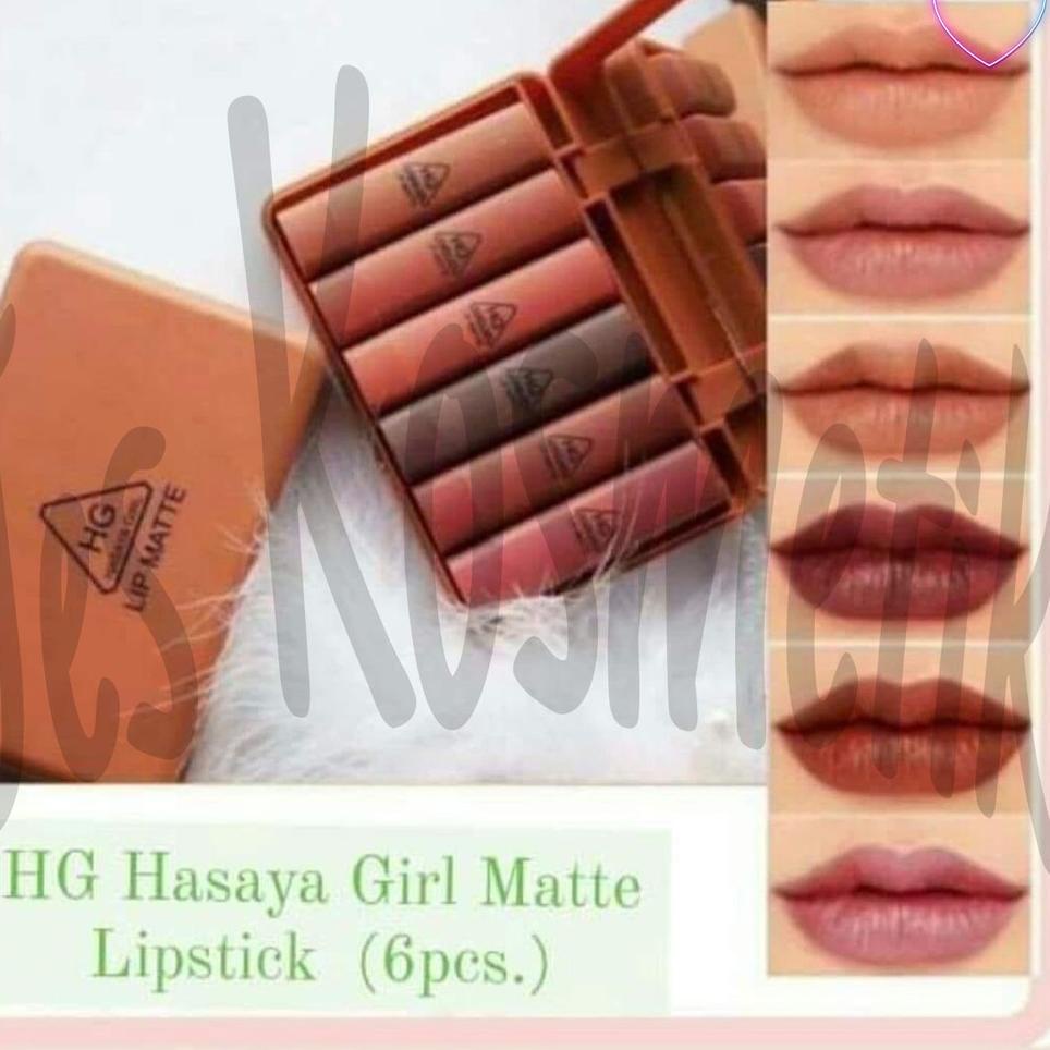 [PRODUK T0FNW] Hasaya Girl Lipstik Nude Series Lip Matte Pumpkin Color Set 6 Pcs Plus Kaca