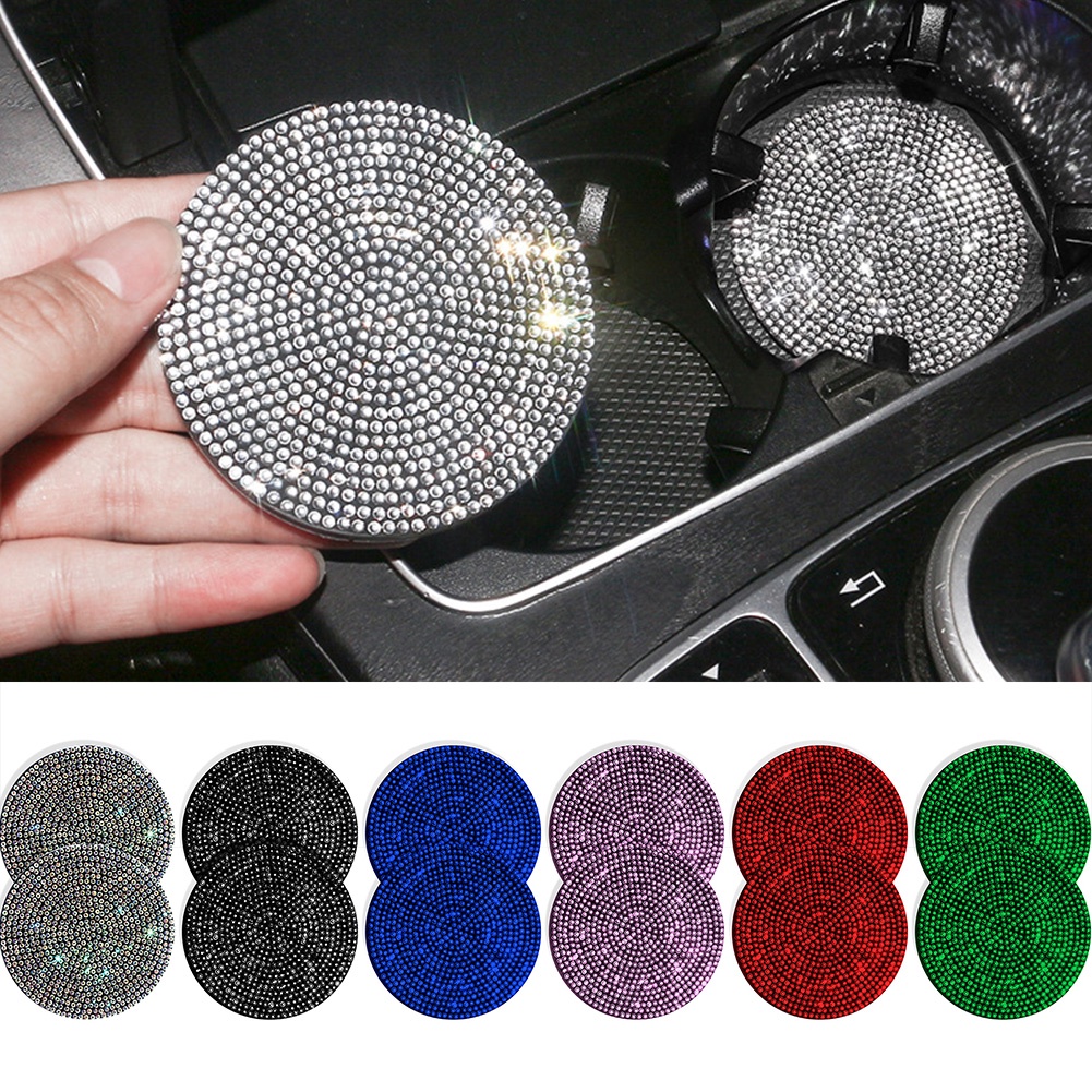 Diamond car coaster Cangkir Air non-slip slot mat silica gel pad cup holder mat car gadget bling Aksesoris Mobil Untuk Wanita