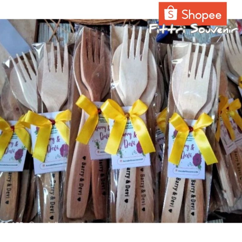 Sendok Garpu Kayu Sablon Souvenir