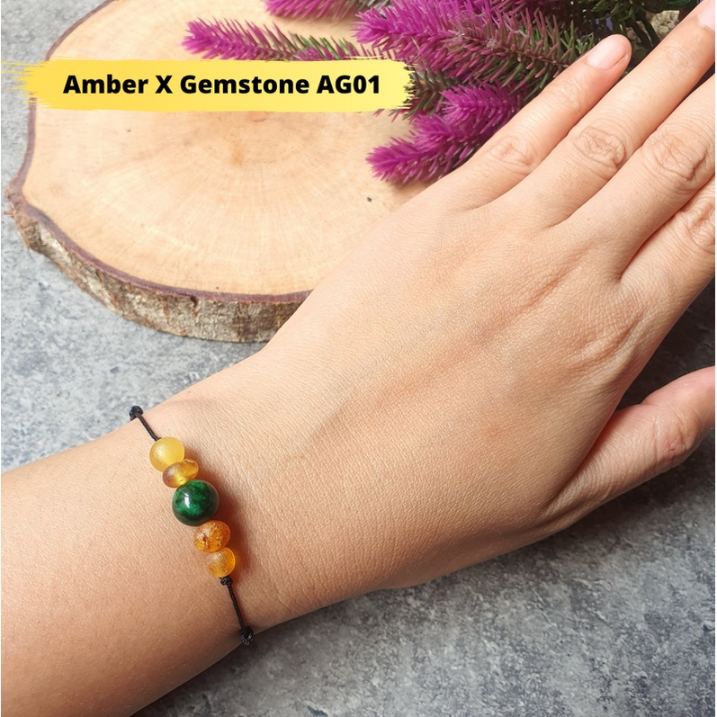 Gelang Amber X Gemstone Anak dan Dewasa Adjustable AG01 by Amber Bee