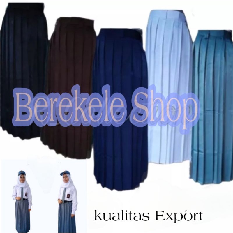 Rok Sekolah SMP SMA Rampel banyak Biru Putih Hitam Coklat Abu  S M L XL XXL Panjang Murah bahan Licin