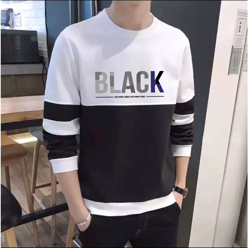 BS//COD//BAJU KAOS KOMBI BLACK// T-SHIRT LENGAN PANJANG FASHION PRIA//GOOD QUALITY