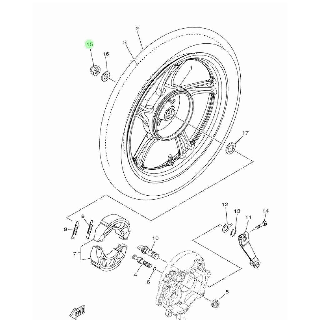 MUR AS RODA BELAKANG XEON RC GT AEROX 125 155 NMAX N X MAX LEXI XMAX 250 ORIGINAL YGP 90185-16800