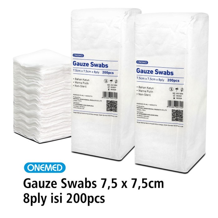 Kasa Lipat Gauze Swabs 7,5x7,5cm 8ply OneMed Pak isi 200