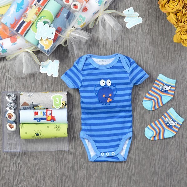 Carter Jumper Bayi Lengan Pendek Free Kaos Kaki Boy isi 7Pcs P052