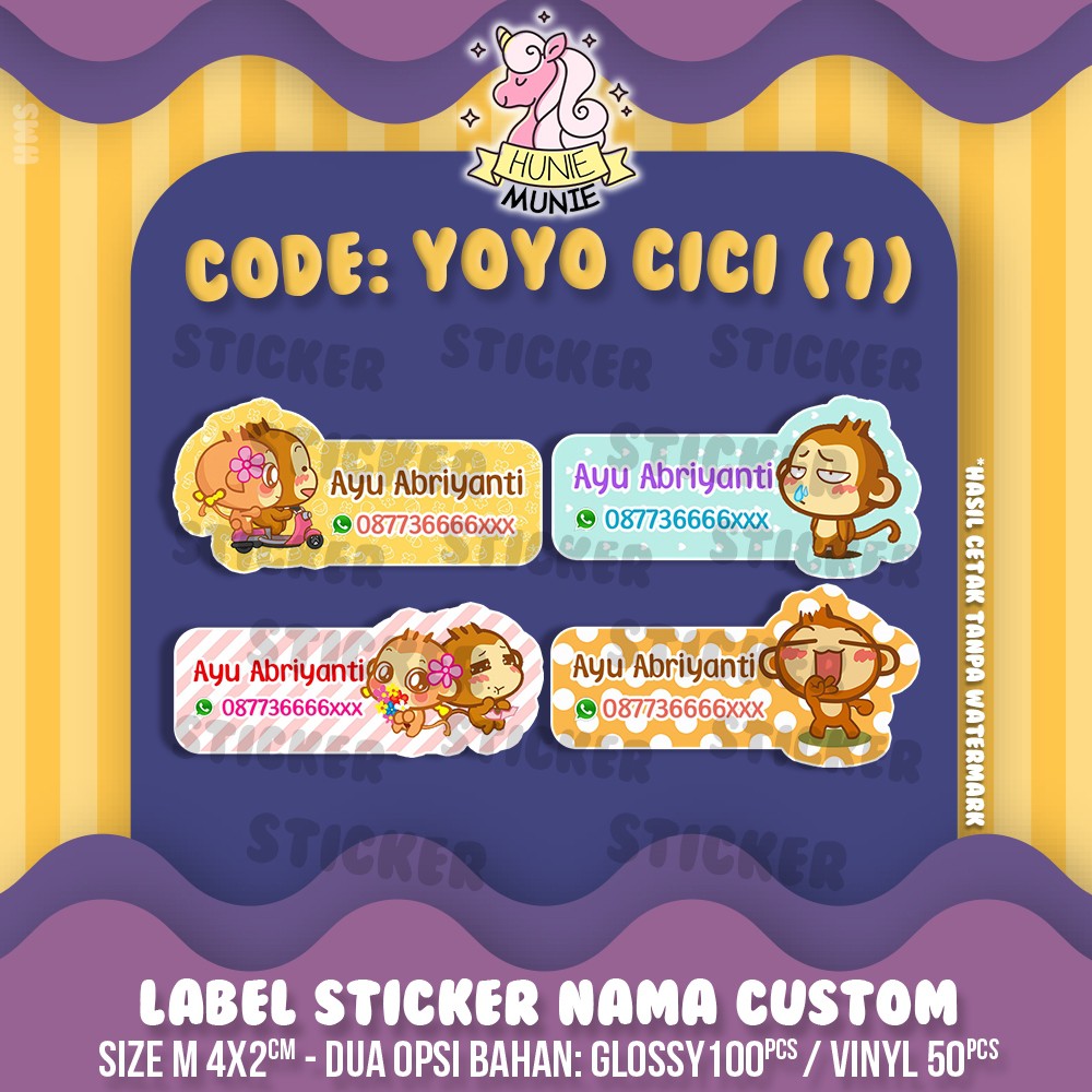 

Sticker Nama Custom - Yoyo Cici (100pcs+) Stiker