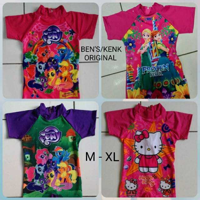 BAJU RENANG ANAK CEWEK HELLO KITTY / KUDA PONY / FROZEN BEN'S ORI ORIGINAL