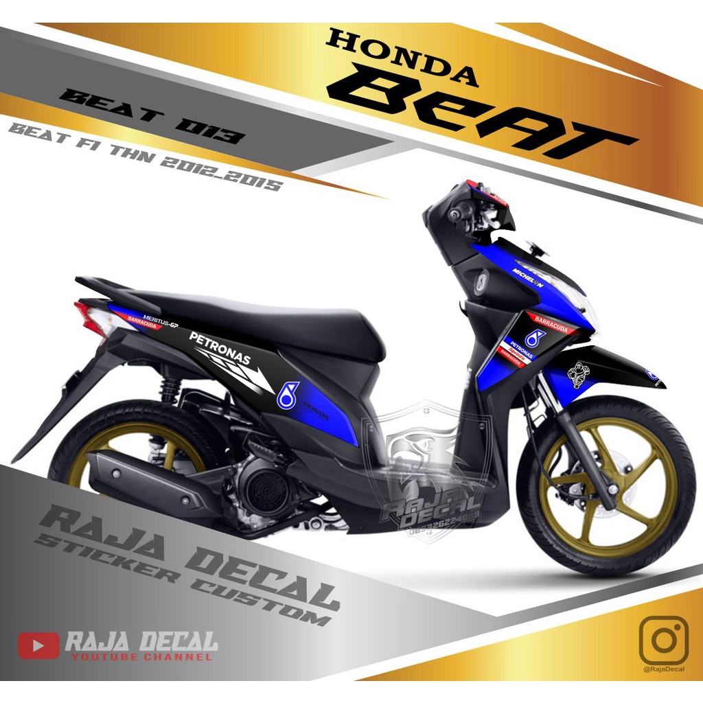 Decal Sticker Honda Beat Fi Old tahun 2012-2015_Stiker Dekal Beat Fi Fullbody Disain Petronas Kode B