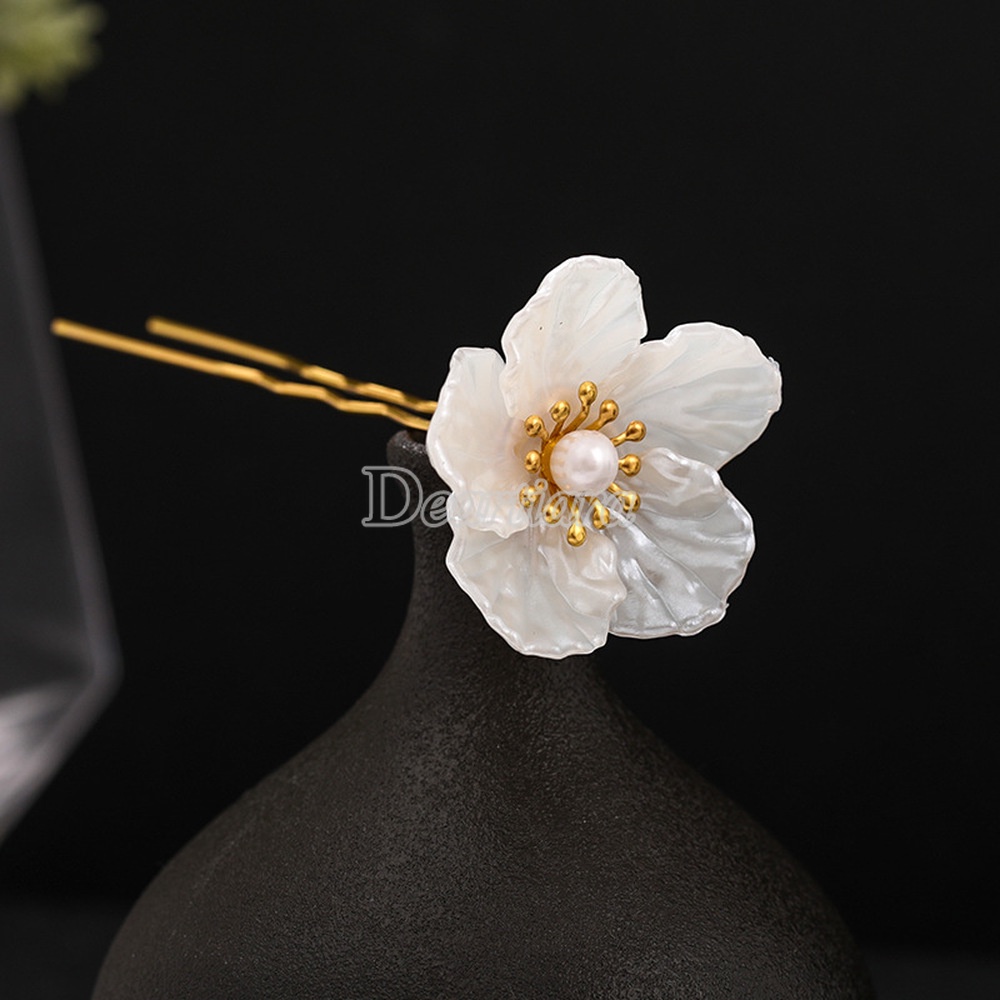 New Style Antique Headgear White Camellia Costume Hairpin