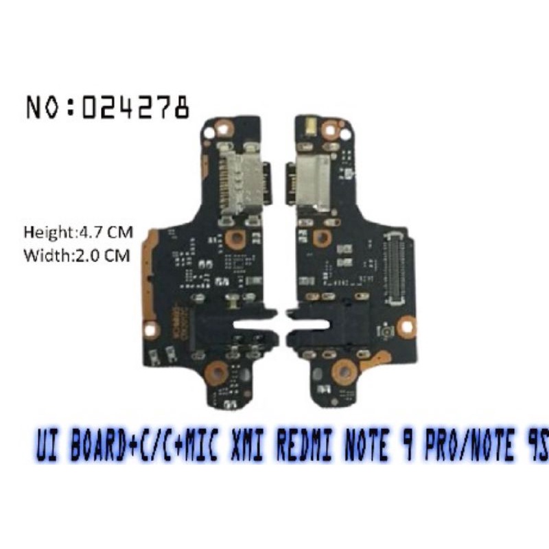 PAPAN BOARD UI CHARGER CONNECTOR CHARGER XIAOMI REDMI NOTE 9 PRO/NOTE 9S