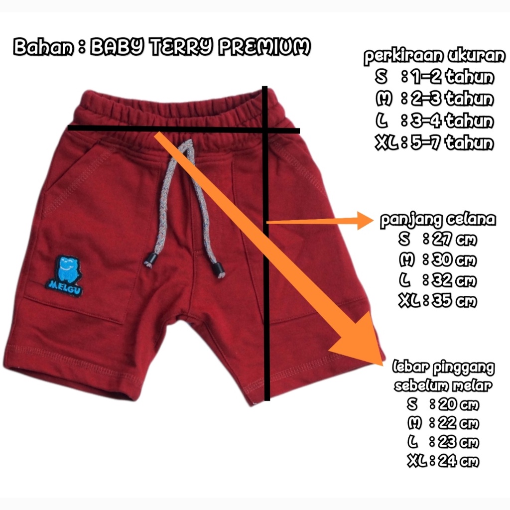 Celana Jogger Pendek Anak Premium Bahan Baby Terry