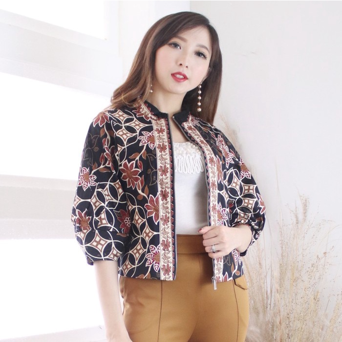 Jaket Wanita Banda - Bomber Jaket Batik Wanita - Standar(S0P6)