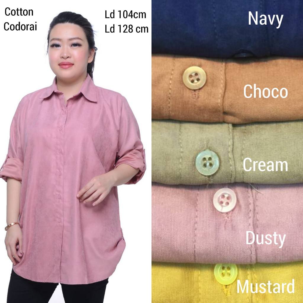 Katun Kodorai Big Jumbo |Kemeja Wanita bigsize Jumbo Warna Warni|Kemeja Kodorai Jumbo (Mustard ONLY)