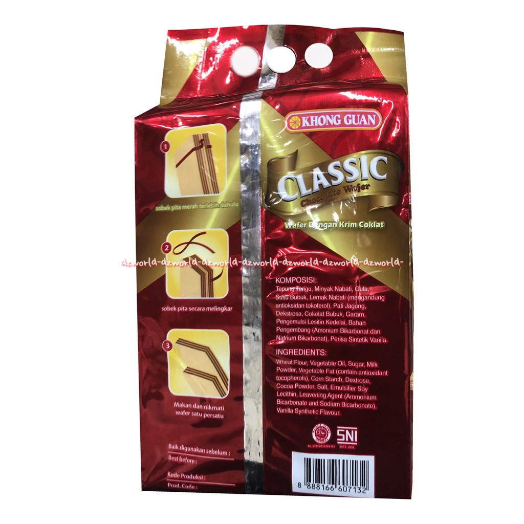 Khong Guan Classic Chocolate Wafer 350gr Dengan Krim Coklat Khongguan Kong Guan Waffer Cokelat