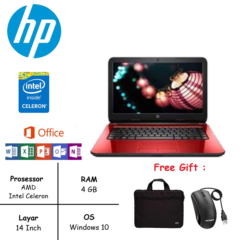 LAPTOP HP 14 SERIES RAM 8GB /1TB HDD WIN10 [FREE TAS &amp; MOUSE]