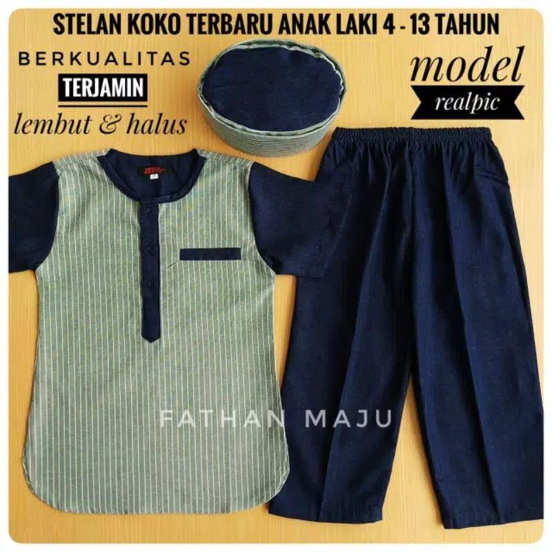 Baju koko anak laki laki Stelan 4-13 tahun Baju muslim anak laki laki Koko anak Baju setelan anak