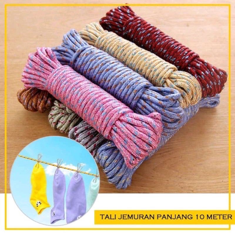 Tali Jemuran Nylon / Tambang 10 Meter Anti Slip Tambang Kemah Camping Nilon Clothesline Kuat