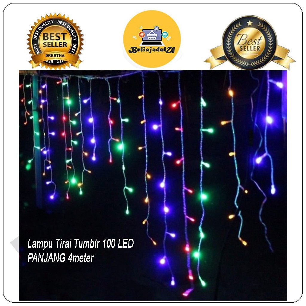 Beliajadulu88 Lampu Natal Tirai LED Curtain Light | Tumblr Tirai Lampu Hias Warna Warmwhite READY 4METER