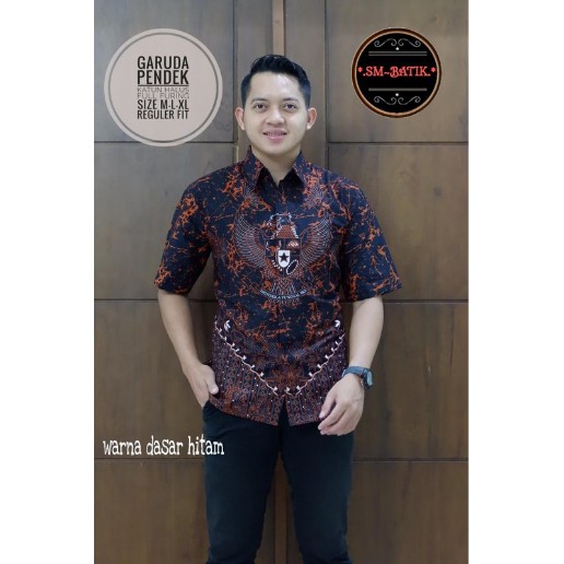 kemeja batik pria lengan Pendek furing Garuda ORI  batik solo Primisima